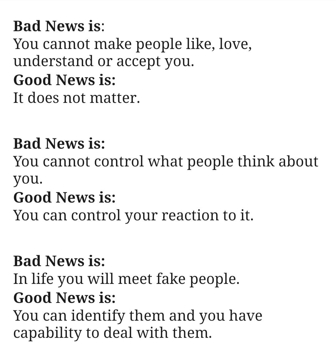 Bad News and Good News in Life… How to deal with it